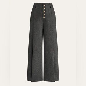 Commense High-Waisted Button-Front Wide-Leg Pants